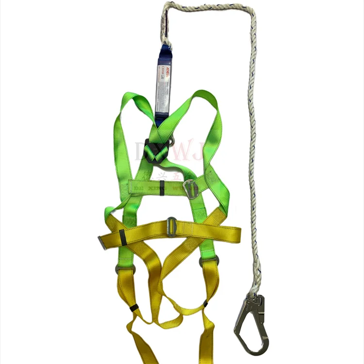 Adjustable Mountain Climbing Full Body Harness Tactical Belt Climbing Harness with Lanyards and Big Hooks Safety Belt