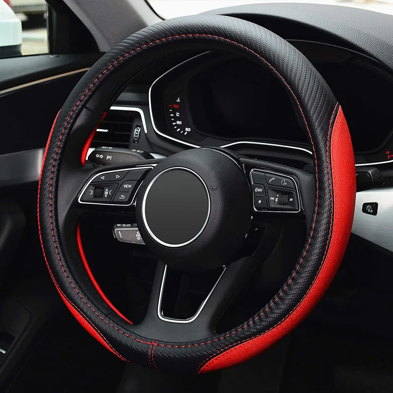 Wholesale Multi-color 37-38cm Micro Fiber Universal Carbon Steering Wheel Cover