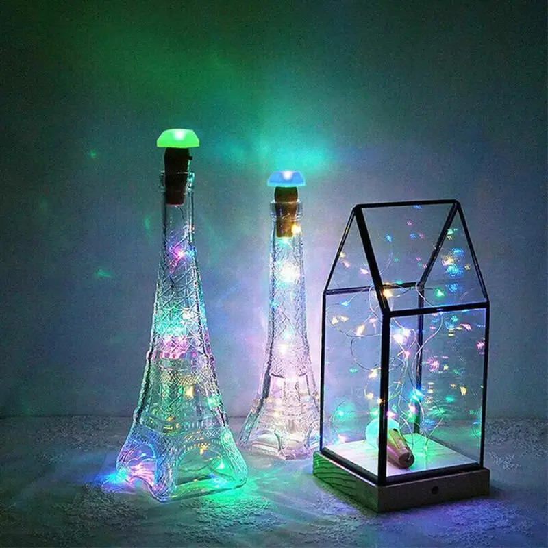 Birthday Party Solar Led Wine Bottle Light String Lamp Outdoor Home Garden Party Copper Wire Decoration Waterproof Lights