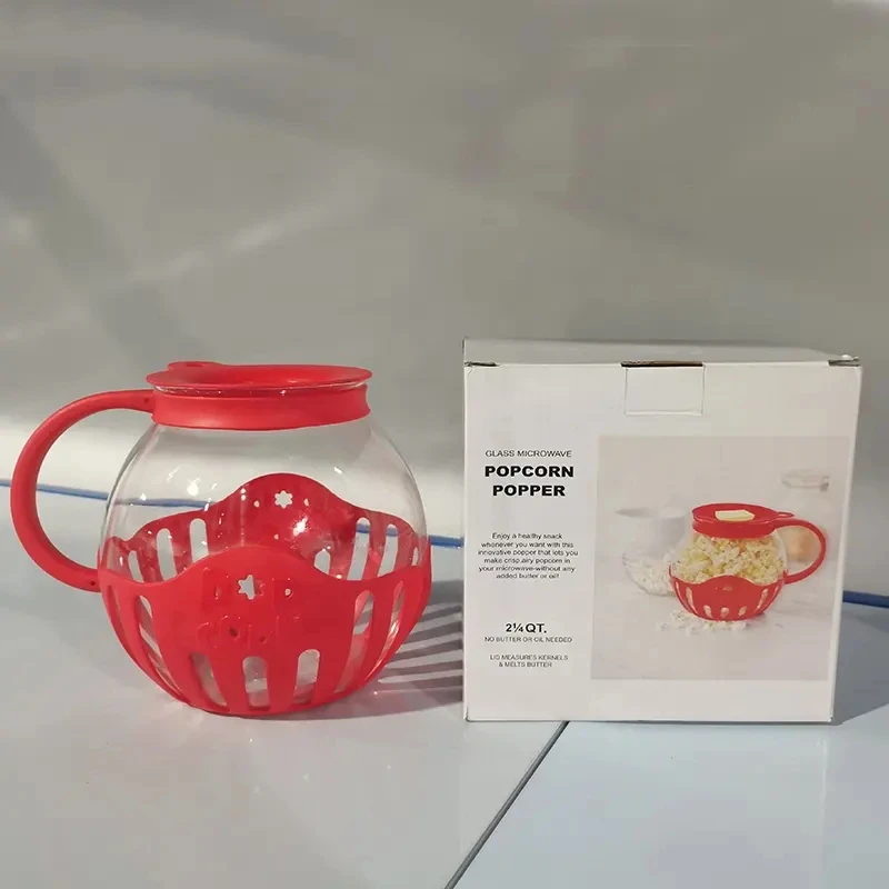 2,25QT Microwave Micro-Pop Popcorn Popper Borosilicate Glass round microwave popcorn popper for microwave use hot air popcorn