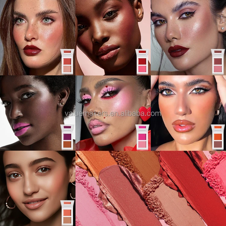 Private label 7 colors blush palette matte mineral contour blusher powder cream blush contour palette