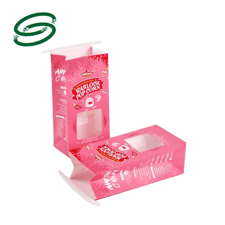 wholesale biodegradable Food Grade Kraft pink Popcorn Package bag of popcorn tin tie lock