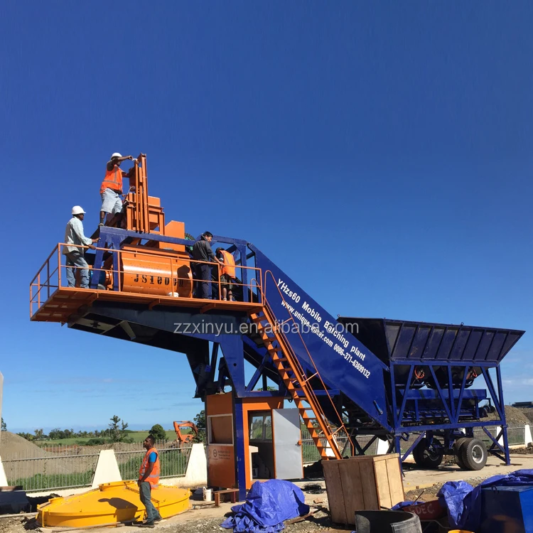 35m3/H Ready Wet Mix Mini Small Truck Mounted Mobile Concrete Batching Mixing Plant with Horizontal Cement Silo Factory Price