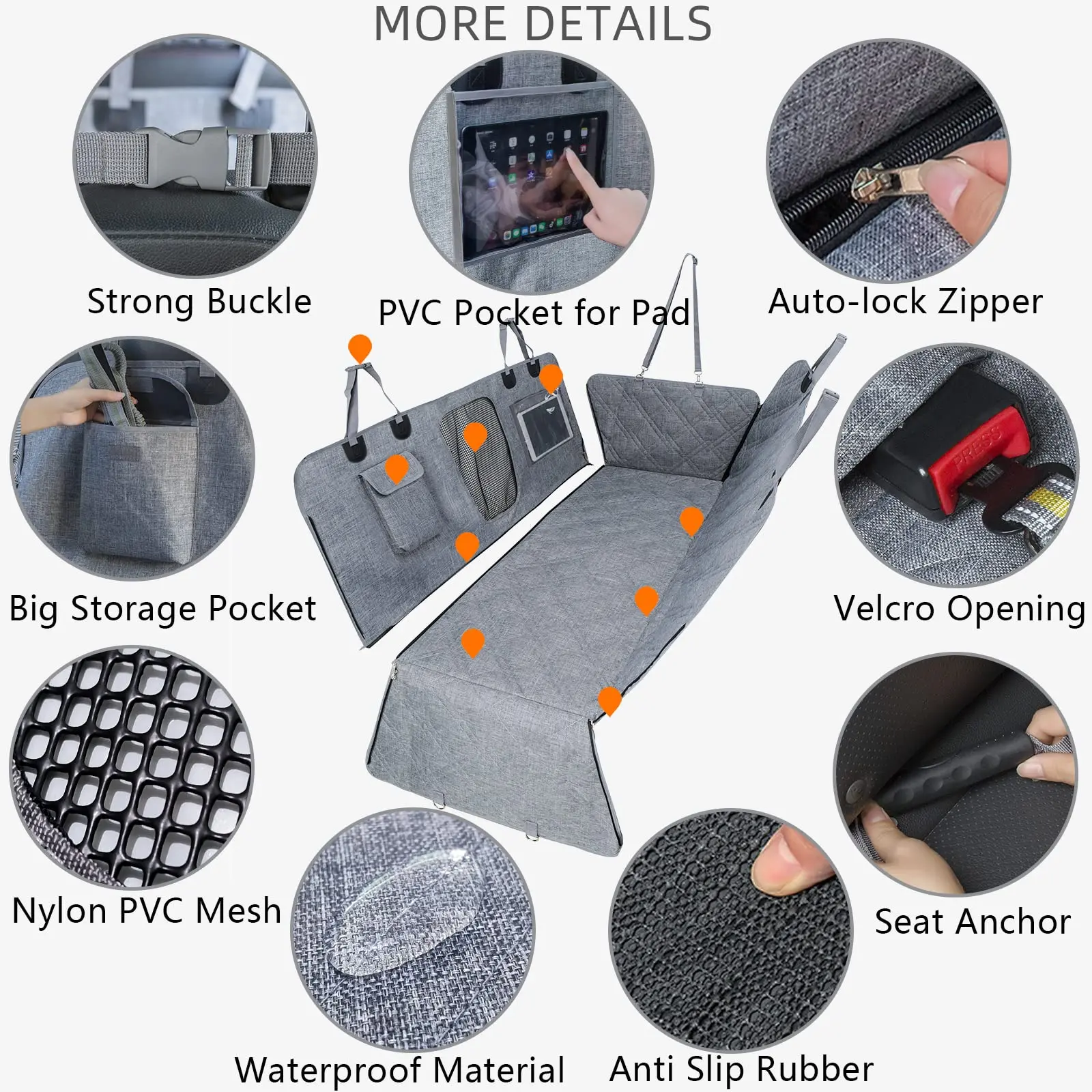 Pet Car Seat Cover Dog Safety Protector Mat, Cloth Travel Waterproof Dog Car Seat Cover, Dog Cover Car Back Seat