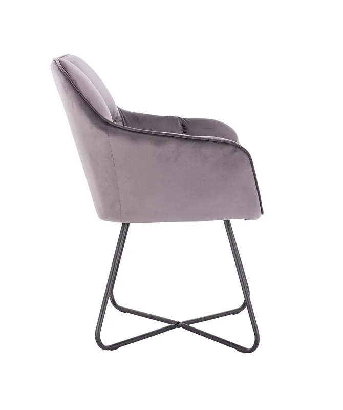 New Grey Design Living Room Chair With Metal Feet Velvet Arm Chair Coffee Accent Chair
