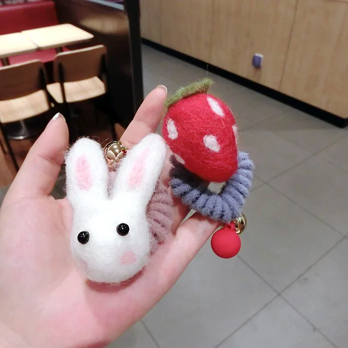 
Three-dimensional fruit rabbit felt hair cord cartoon hair cord hair cord carrot rubber band girl 
