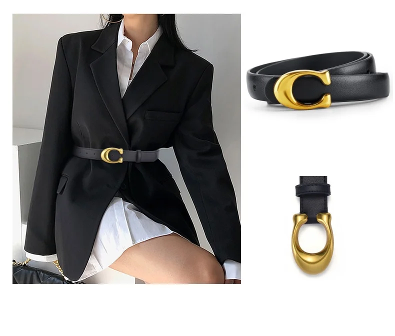 Wholesale Women Leather Belt Alloy Pin Buckle Luxury Belt Jeans Dress Skinny Belt
