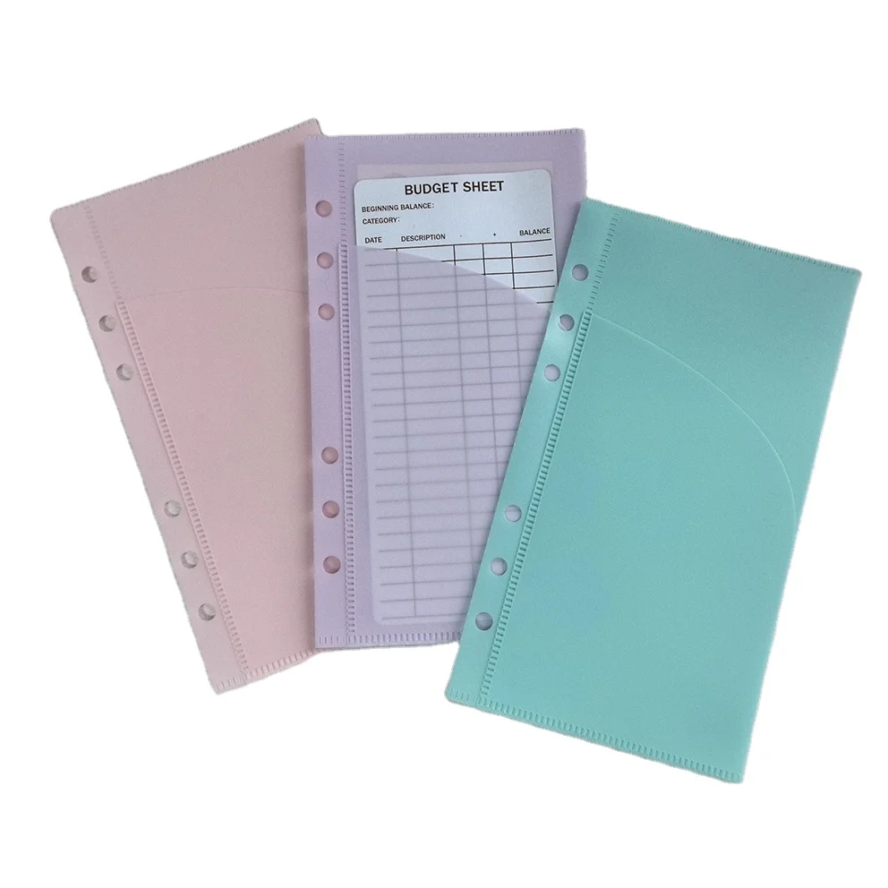 Top Hot Selling Multi Colors Double Pocket Envelope PP Frosted Clear A6 Waterproof Money Cash Envelopes Card Holder Envelope