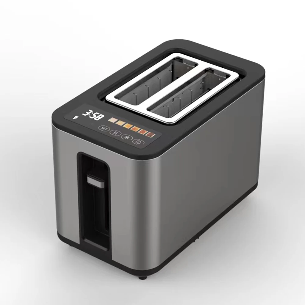 Commercial Electric 2 Slice Digital Toaster Popup Black  Tostadora De Granos Smart Touch Screen Bread Toaster