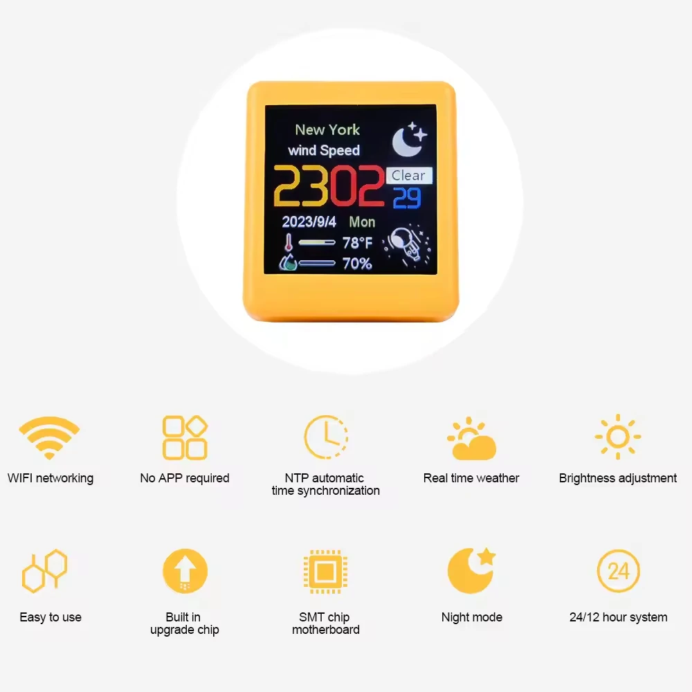 WiFi Clock Desktop Digital Weather Clock Smart Weather Station