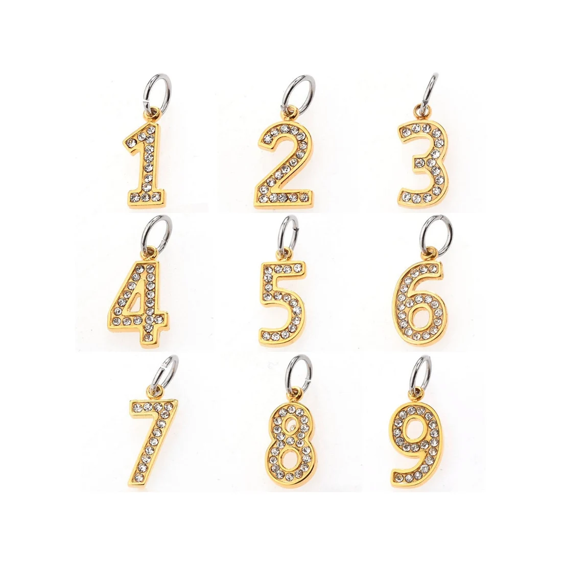 0-9 jewelry Custom Small Diy Arabic numerals digital number Necklace Bracelet Making Accessory Personalize CZ Charms pendant