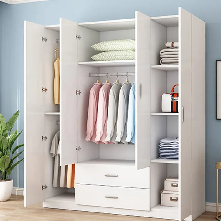 Wardrobe solid wood modern simple and economical assembly bedroom adult storage cabinet rental room wooden simple wardrobe