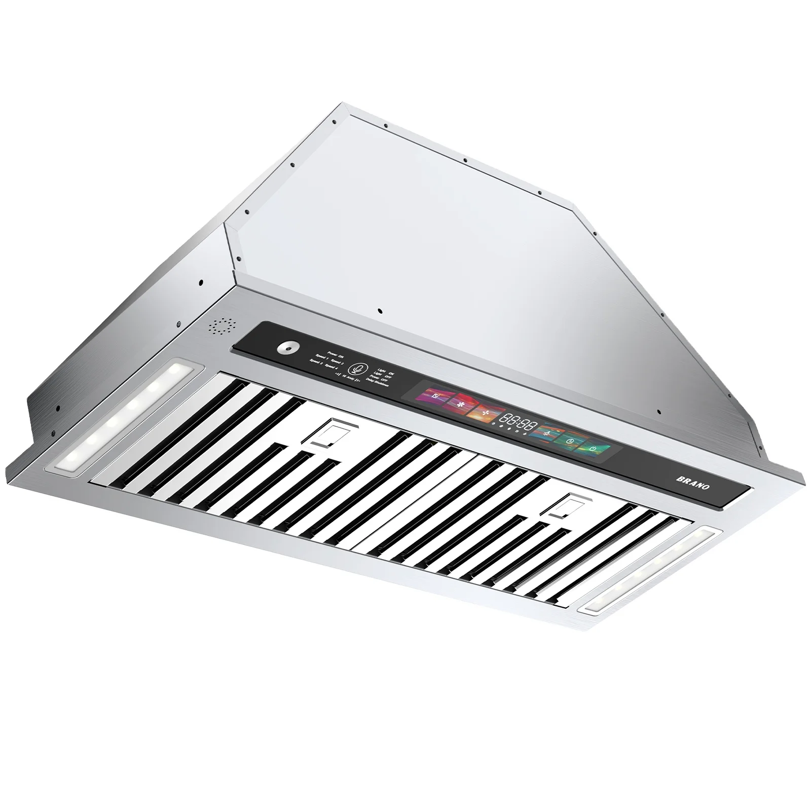 BRANO range hood intelligent control 4-speed exhaust fan charcoal filter range hood stainless steel kitchen range hood