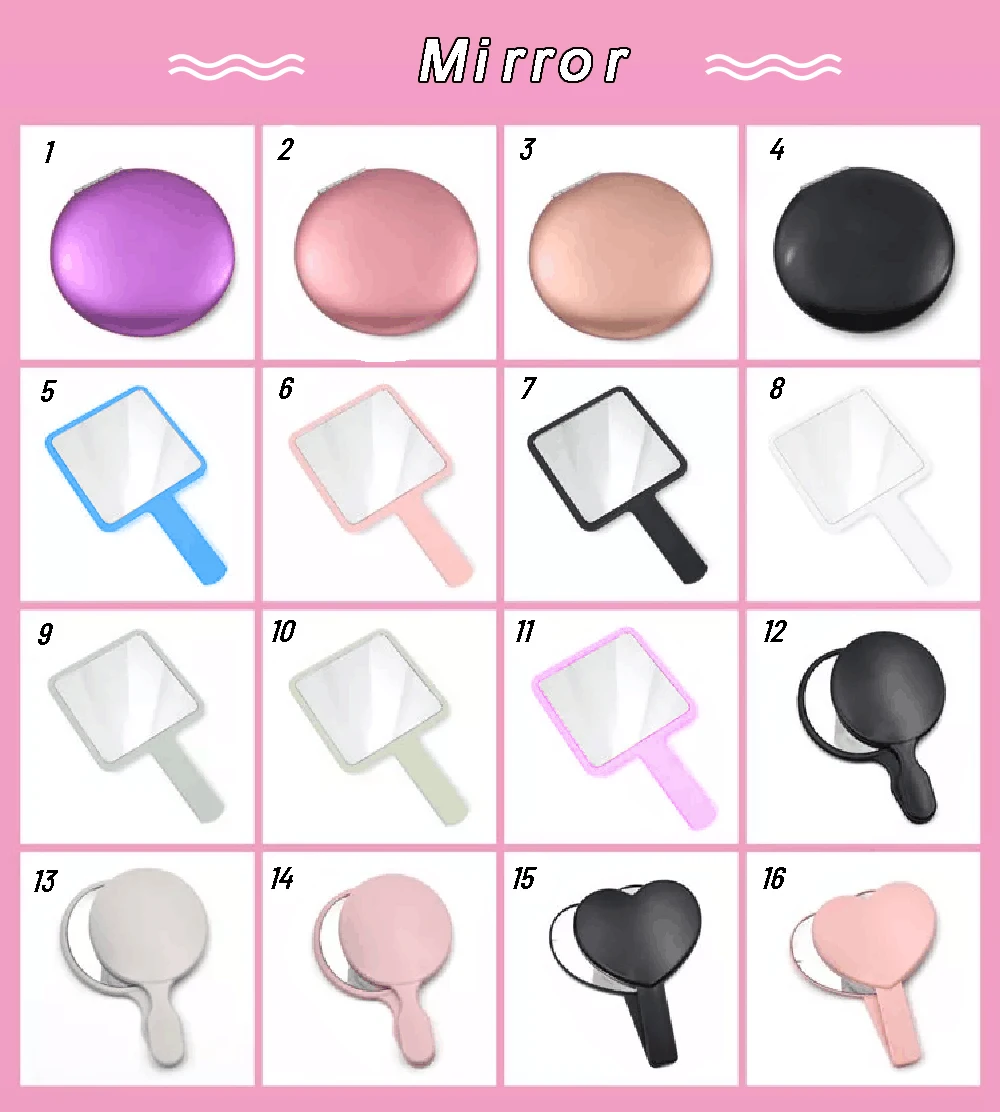 Wholesale Custom logo Packaging Box Handheld Mirror Portable Private Label Hand Held Makeup Mirrors
