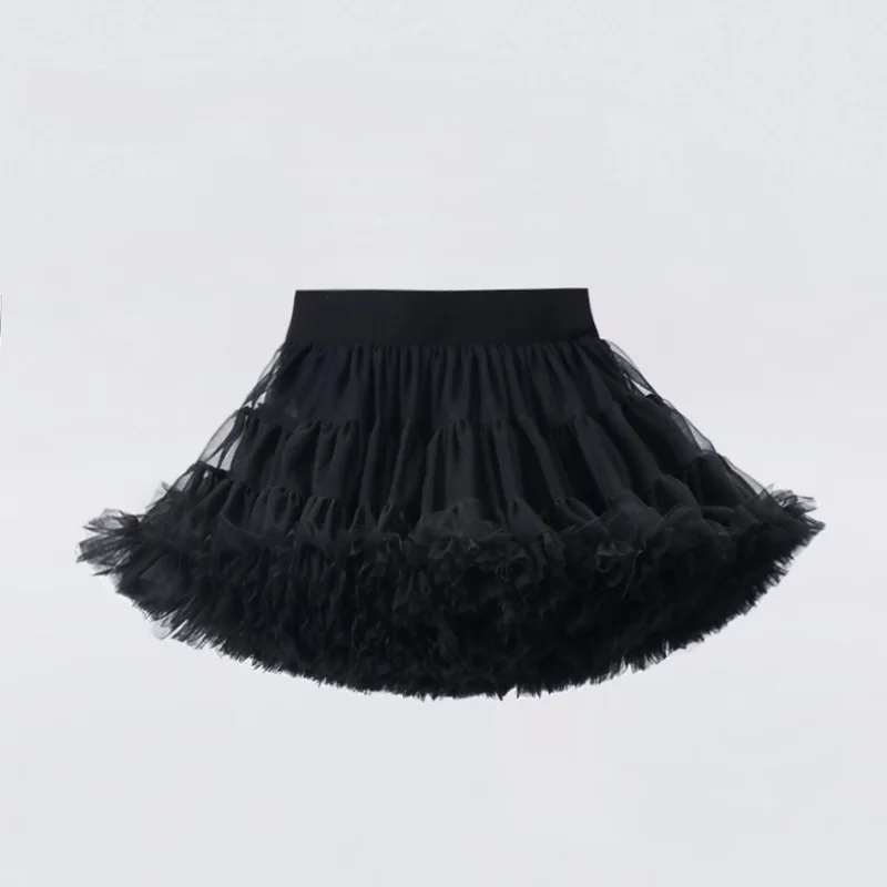 Kids Tutu Skirts Suppliers New Arrival Summer Princess Girls Black Layered Puffy Tutu Tulle Skirt Children Mini Customized Solid