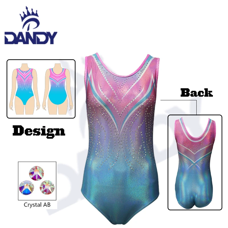 Wholesale New arrival Rhinestones Kids Girls Sleeveless Spandex Gymnastics Leotards For Sales