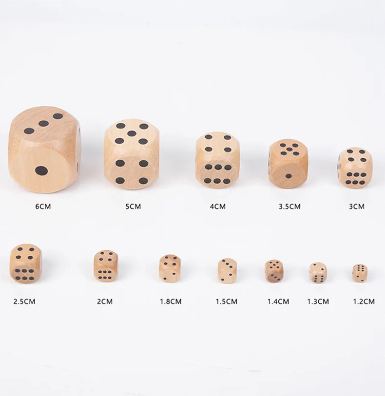 Manufacturer direct sale Cube Wood Dice customized Six rounded corners wooden dice Table Games wooden game dice set for kids CE