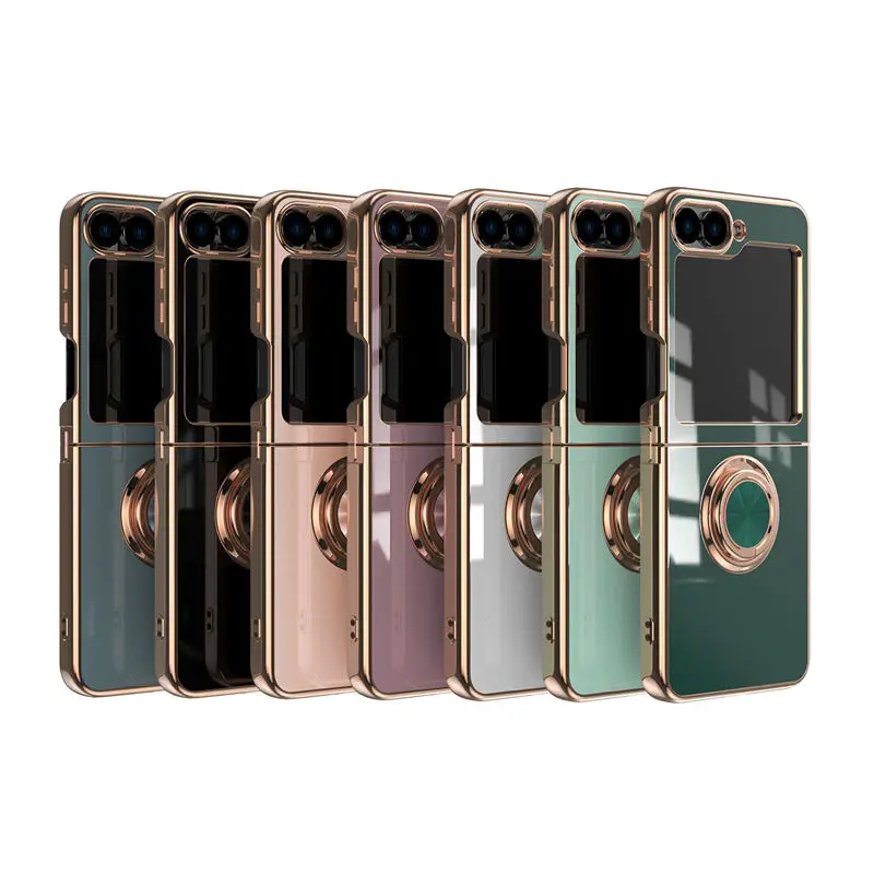 new finger ring holder electroplating case for Samsung galaxy z flip 3 4 5, For Samsung z flip 6 mobile phone case