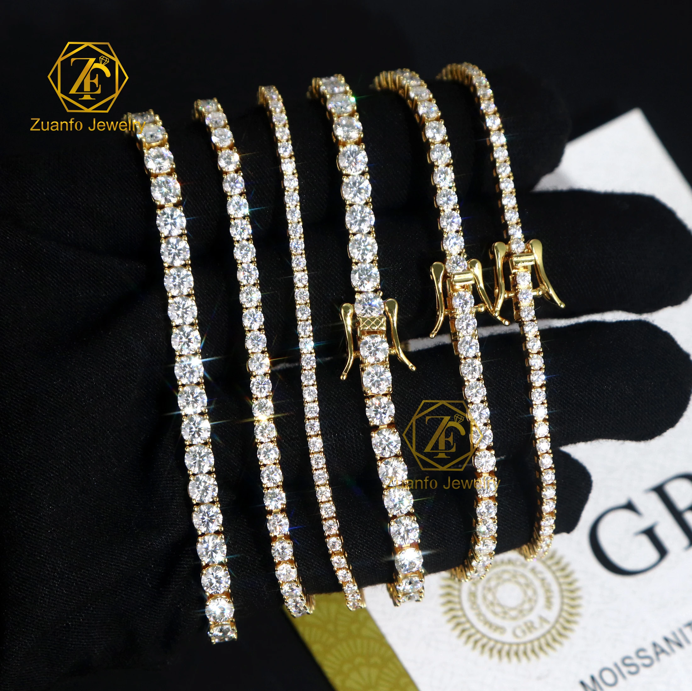 Hot Selling Pass Diamond Tester Iced Out GRA Certificate 2MM 3MM 4MM 5MM 6.5MM 925 Sterling Silver moissanite tennis bracelet