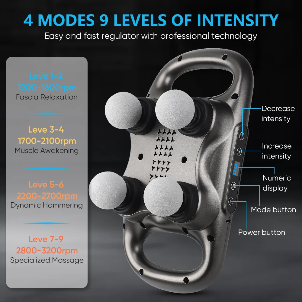 High Frequency Small Electric Massage Gun Four Six Head Deep Tissue Portable Percussion Muscle Massage Gun for Athletes