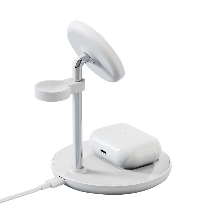 Wholesale Price Temperature Control Travel Anti-Slip Wireless Charging Stand 3 in 1 Charger Holder for Phone Watch Earbuds