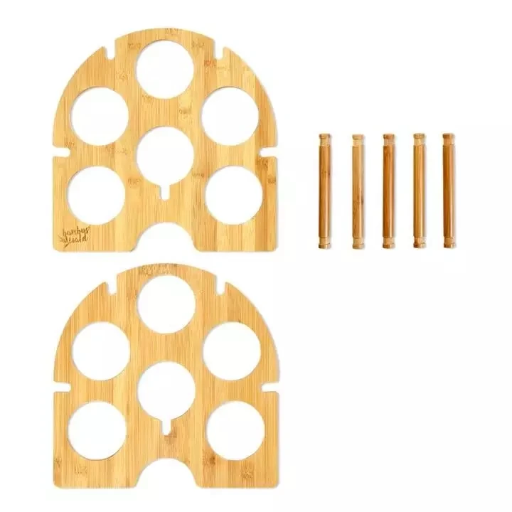 Wholesale Removable Caramel Bamboo Wine Rack Eco-Friendly Wood Wine Holder Display Storage 6 Bottles Bamboo Wooden Wine Rack