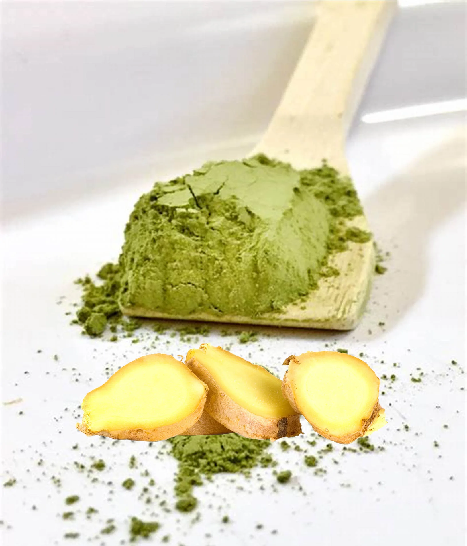 High Demand Finely Milled Matcha Green Tea with Spicy Ginger Infusion