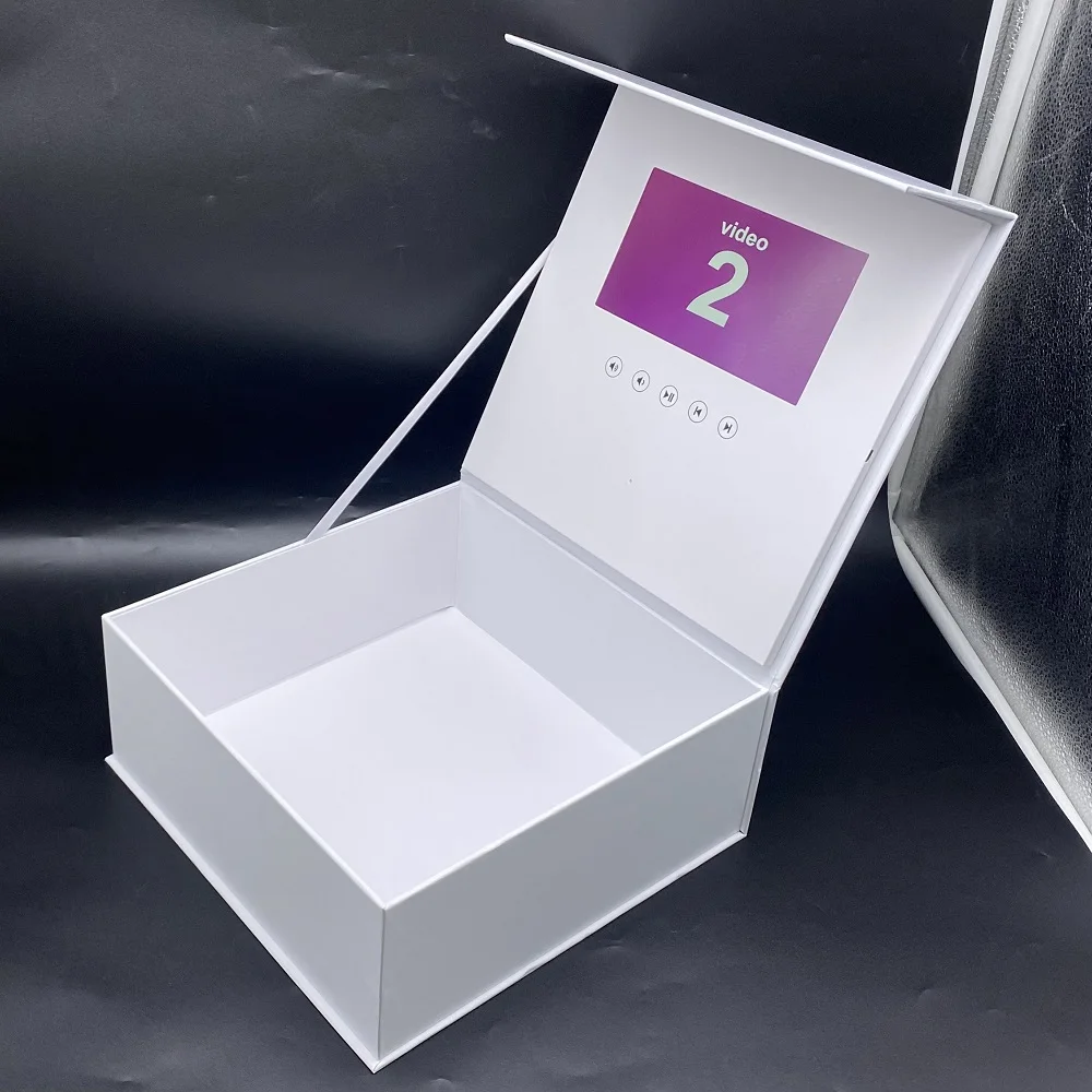 White blank HD IPS custom marketing video gift box with lcd screen