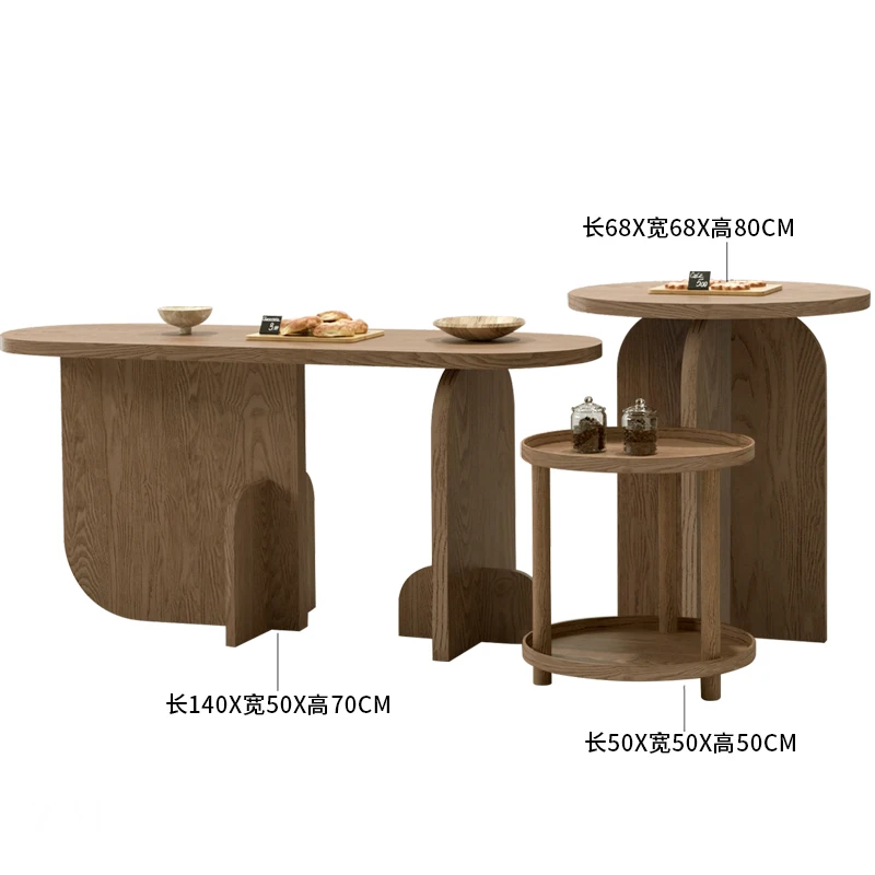 Factory Price Flow Wooden Tea Table Set High Low Island Table for Living Room