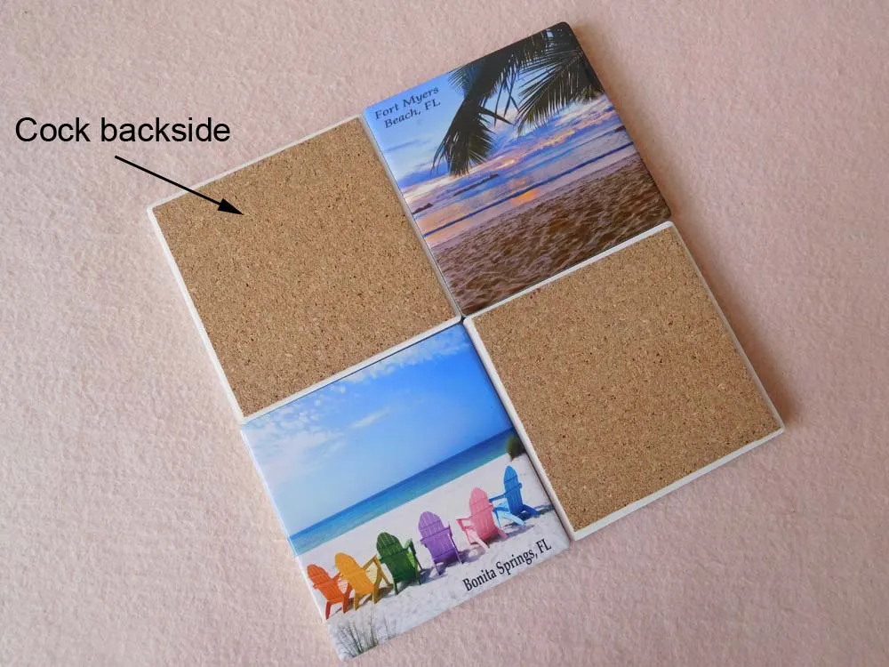 custom blank ceramic coaster with cork back factory price