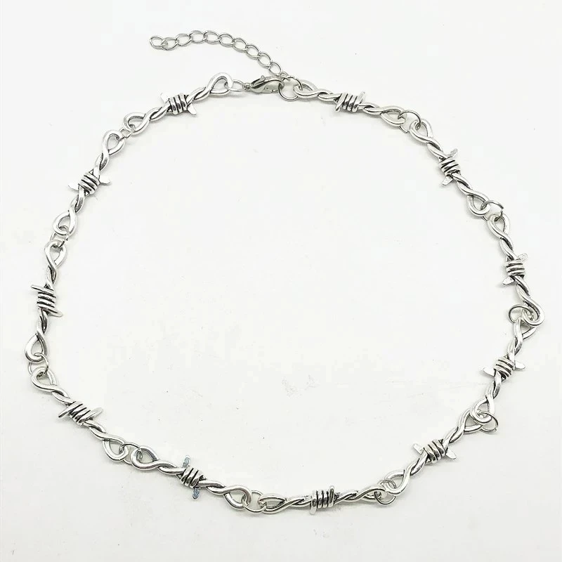 Hifive Hiphop Gothic Small Wire Bramble Necklace Barbed Little Thorns Chain Choker Necklace Throns Barbed Necklace for Women