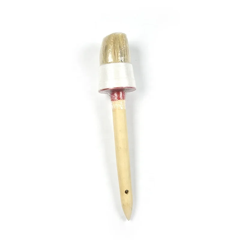 Round oem paint brush with nature wooden handle and bristle