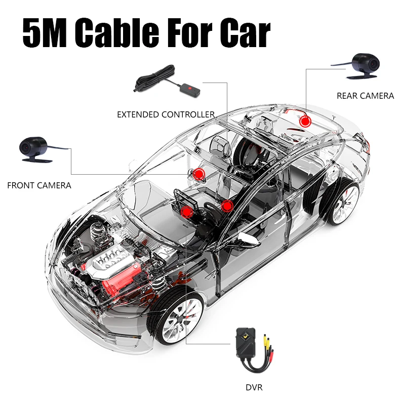 Mobile car camera dash cam dvr kit 2 channel recording front and rear view 720P 1080P optional