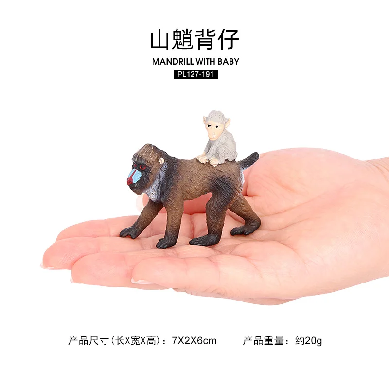 Wholesale Solid PVC Simulation  Statue Model 6 Pcs Wild Animal Toys Mandrill Figures Animal Toys Figurines