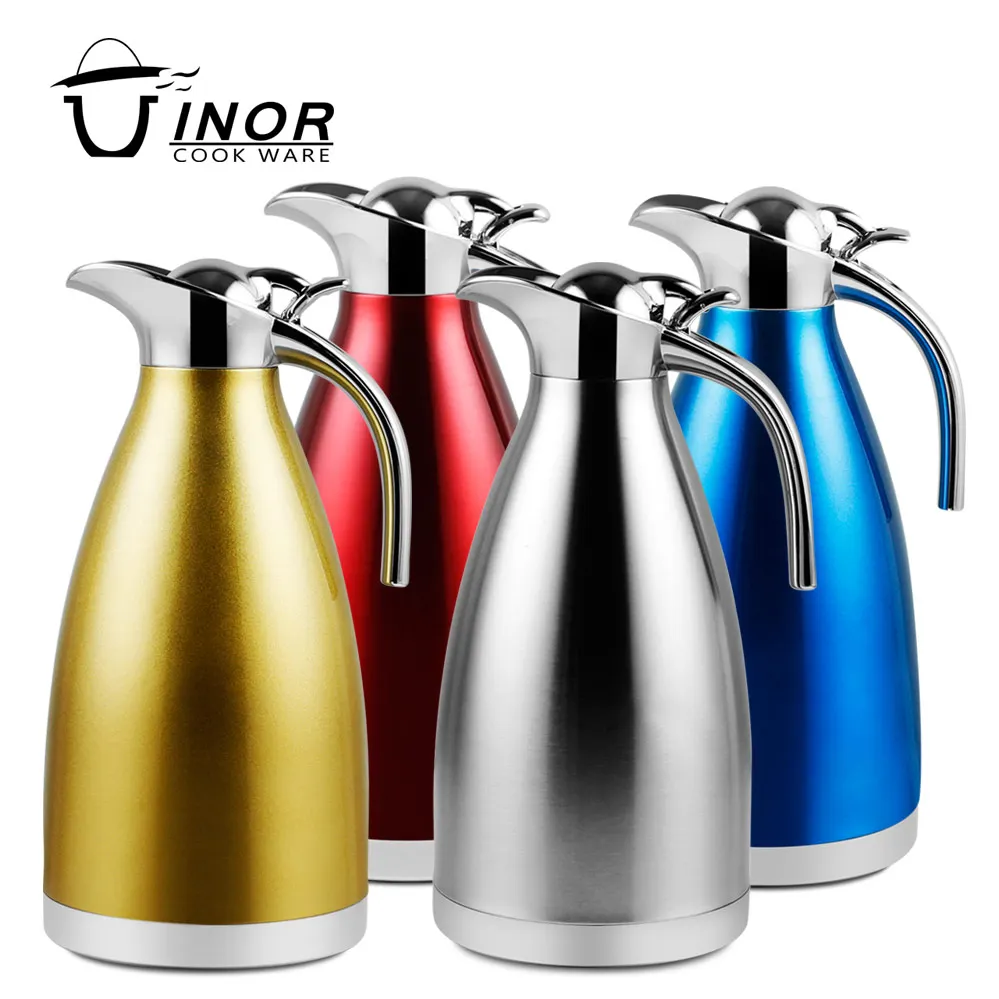 68 Oz/2L Stainless Steel Thermal Coffee Carafe with Press Button, Double Wall Vacuum Insulated Thermo Pot for Juice Milk Tea