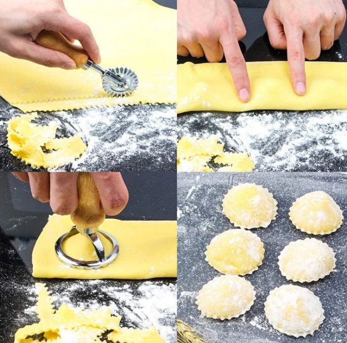 Household circular dumpling machine wheel heart machine model with wooden handle dumpling knife