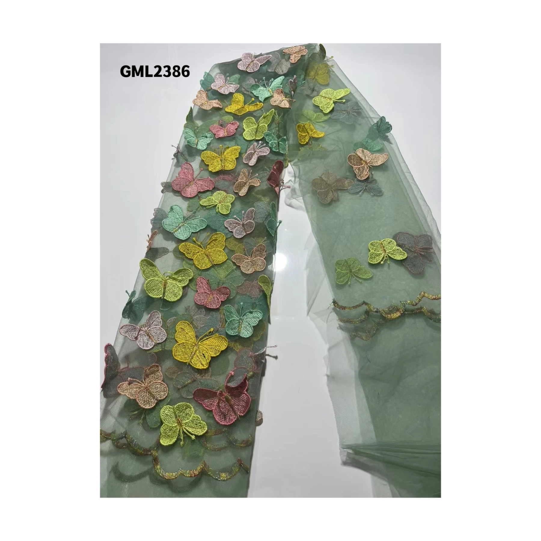 luxury 3d flower butterfly french embroidery handmade tulle net lace fabric green and pink african 3d flower lace fabric bridal