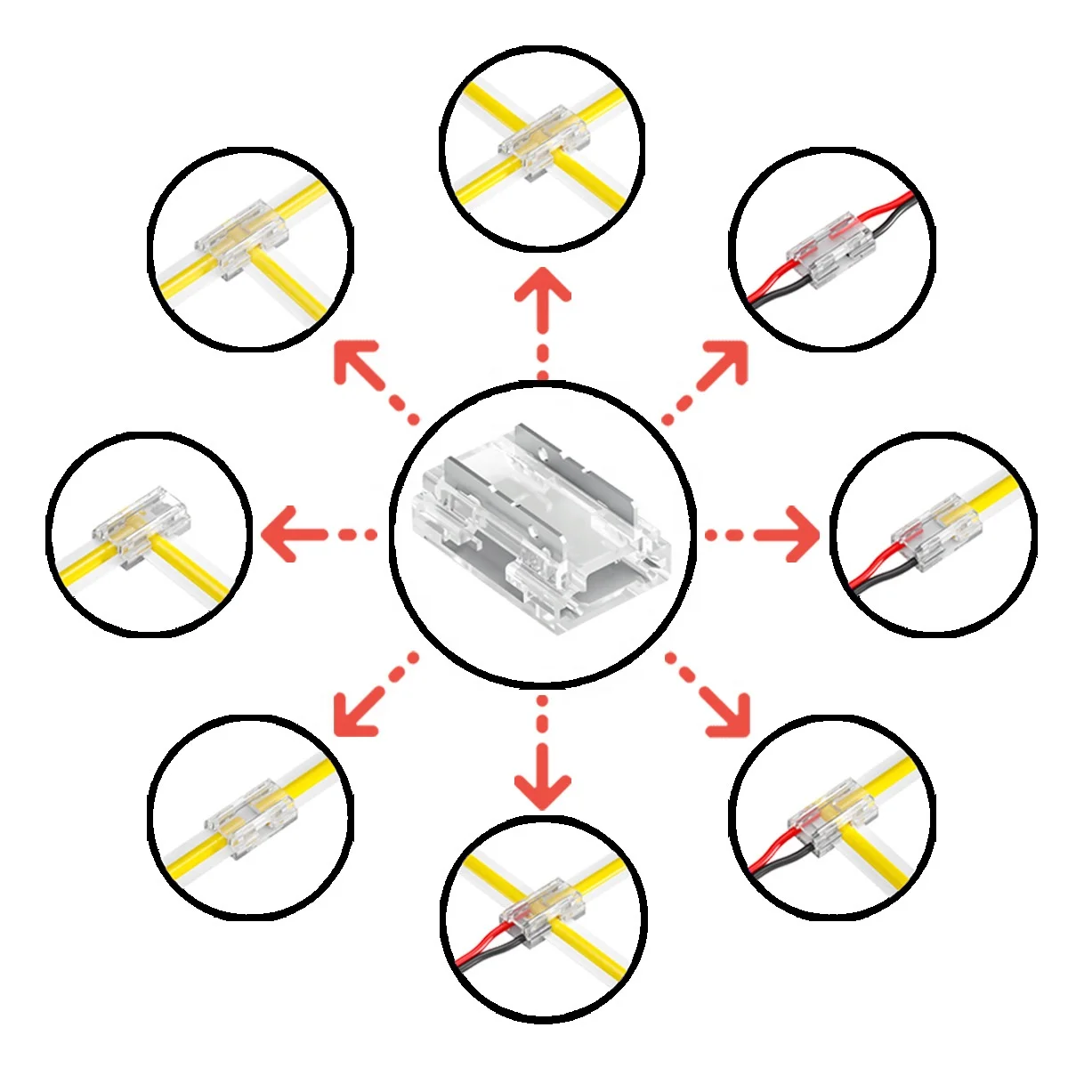 5 мм, 8 мм, 10 мм, без пайки, 2-контактный разъем для светодиодной ленты