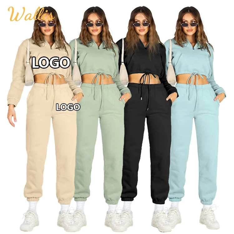 Solid Color Women Two Piece Set Tracksuits Casual Sweatsuits 2 Piece Set Sweatshirt Sweatpants Winter Fall Sweat Suits