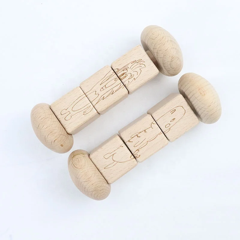 New Design Hot Selling Wood Square Animal Picture Kids Education Rattle Toy