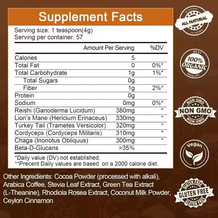 Wholesale Mushroom-Coffee Nature Mushroom extract Chaga Cordyceps Reishi Energy And Endurance Mushroom Coffee