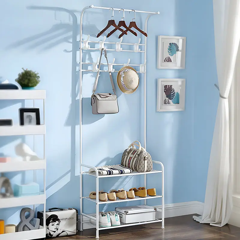 Houseware Metal Coat Rack Hanger Stand Storage Clothes Hats And Shoes Hanging Shelf Iron Rack