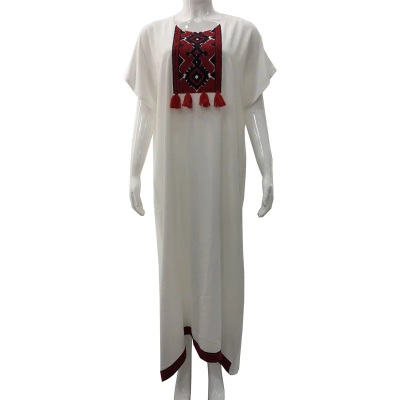Dubai Muslim Clothing Islamic Women Summer Lady White Night Wear Abaya Dress Nightgown