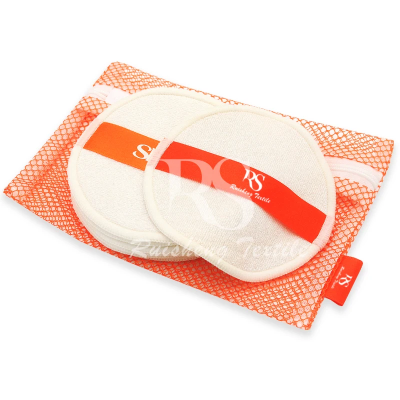 Custom Logo Round Facial Cleaning Cosmetic Make Up Reusable Bamboo Makeup Remover Cotton Pads For Face With Laundry Bag