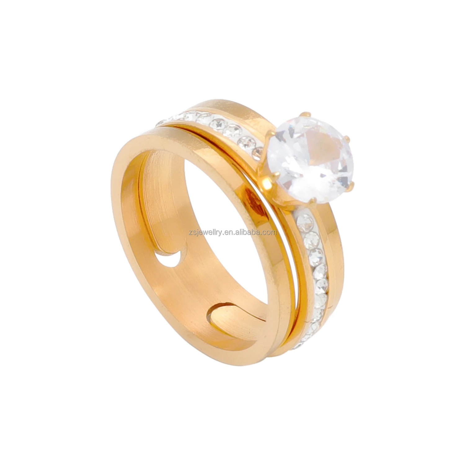 Amethyst Girl Yellow Gold Plated Atlantis Design Jewelry Diamond Women Stainless Steel Gemstone Rings Natural Stone