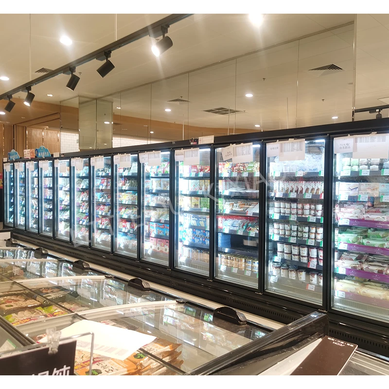 Glass Door Commercial Showcase Upright Freezer Display Fridge In Supermarket Beverage Glass Door Freezer