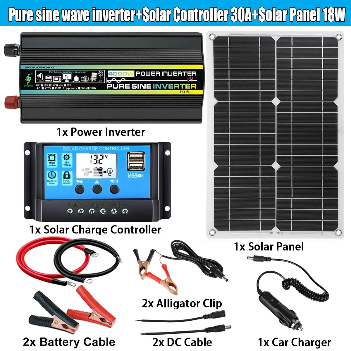 Pure wave inverter Smart Solar Charge Controller DC12V To 220V 110V Auto detective Solar System Inverter Controller Solar Panel