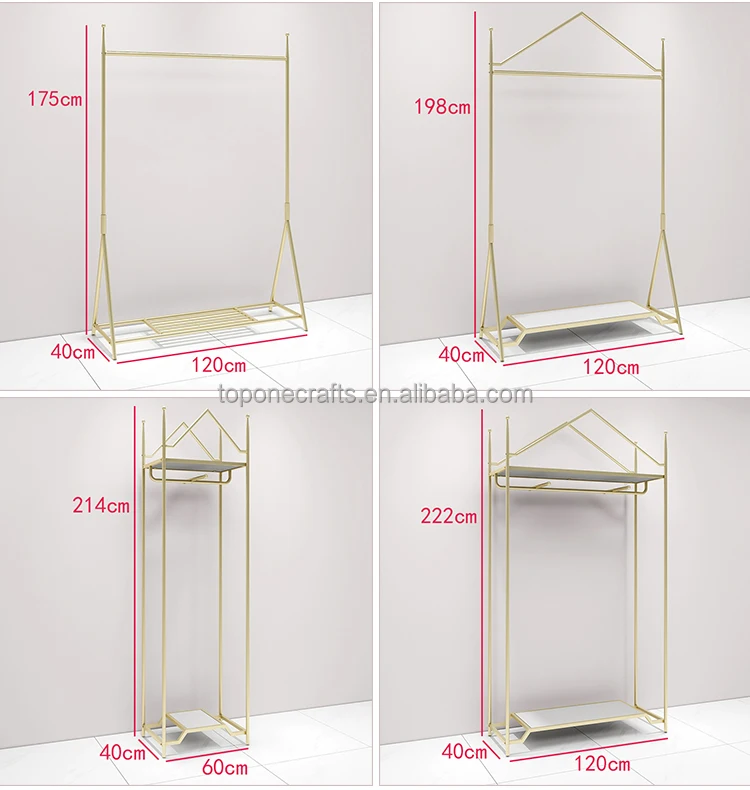 Custom Clothing Store Furniture Gold Clothing Wall Rack Nesting Table Garment Shelving Clothes Display Rack For Boutique