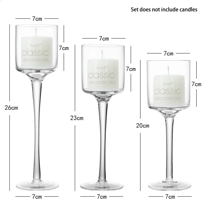 Glass Cylinder Candle Holder Tall Glass Candle Holder Table Clear Candlestick Cup Glass containers for candles Wedding Decor
