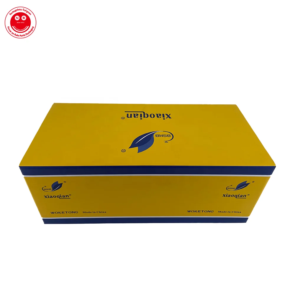 Yellow Folding Auto Parts Shock Absorber Packaging Corrugated Packing Paper Box